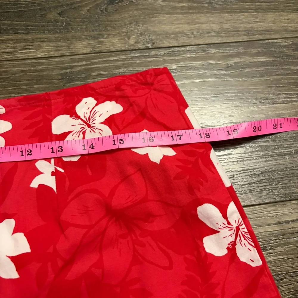 Y2K Vintage Hawaiian Hibiscus Cotton Wrap Mini Skort Skirt Red/White 12